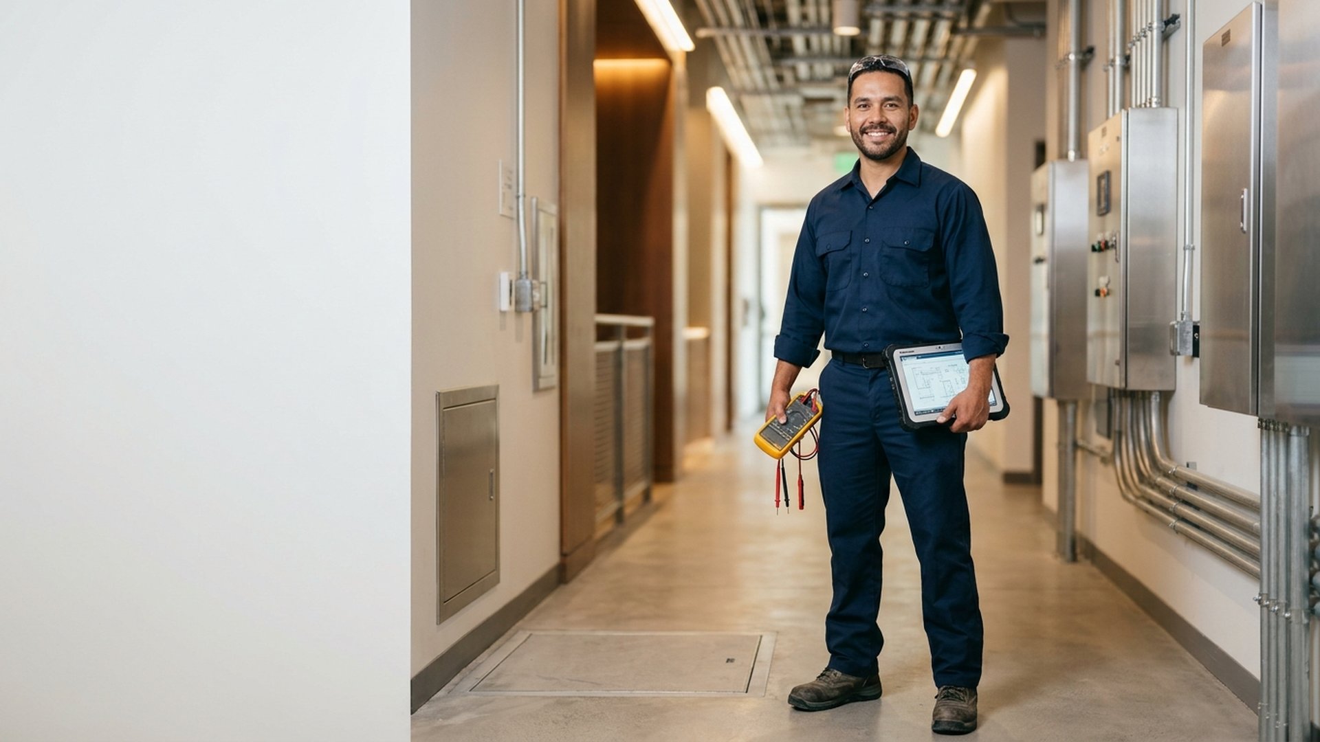 Técnico especialista en electromecánica realizando inspección en Santo Domingo